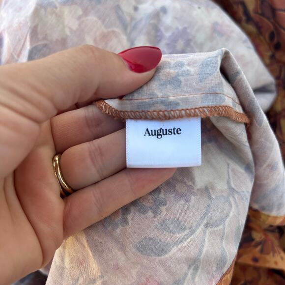 Auguste The Label Caramel Floral Tiered Maxi Skirt Size 6 Orange Fall Autumn - Picture 7 of 8